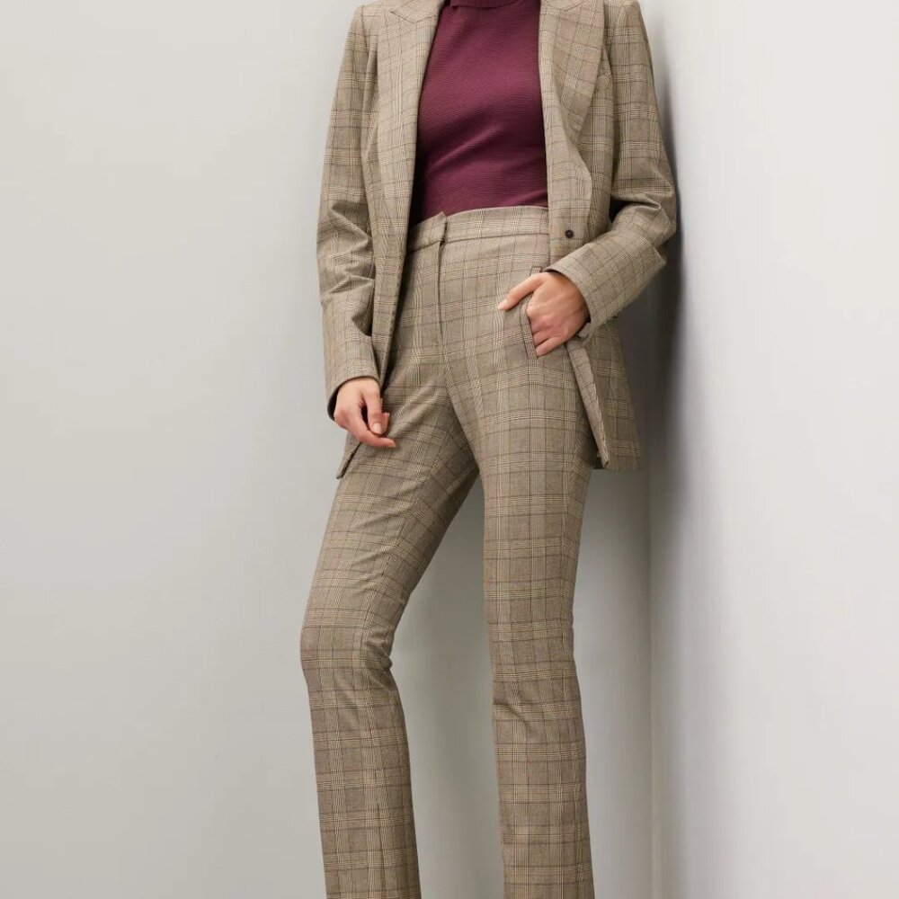NWT $398 VERONICA BEARD Brown Plaid Houndstooth Arte Ankle Pants S 6